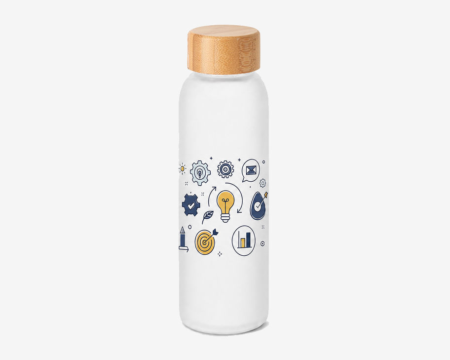 Squeeze de Vidro Personalizado com Tampa de Bambu 520 ml